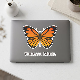 Personalized Orange Monarch Butterfly Name Sticker
