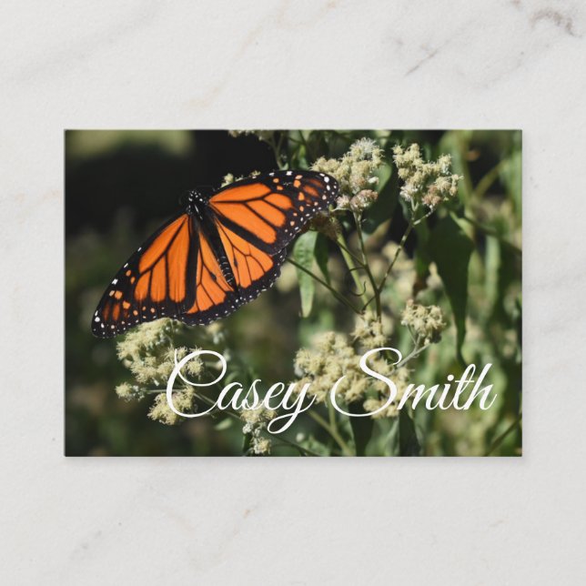 Personalized Orange Monarch Butterfly Nature Photo Business Card (Front)