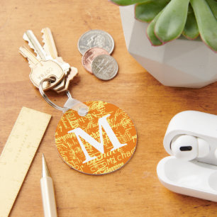 Personalized Orange Monogrammed Keychain