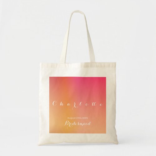 Personalized Orange Ombre Bridesmaid Tote Bag