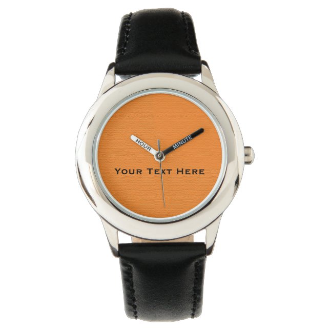 Personalized Orange on Black Strap Kids Watch (Front)