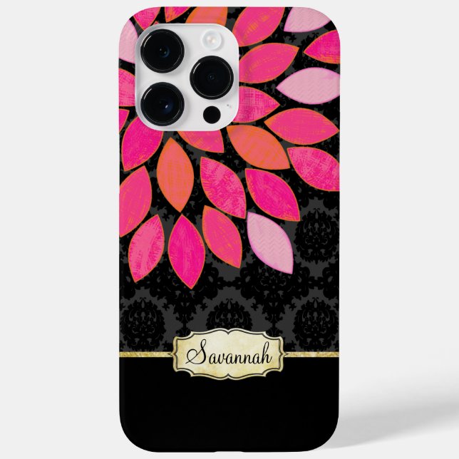 Personalized Orange Pink Black Gold iPhone Case (Back)