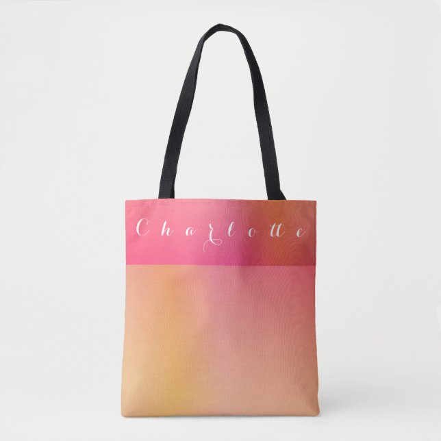 Personalized Orange Pink Sunset Ombre Tote Bag (Front)