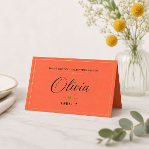 Personalized Orange Place Card
