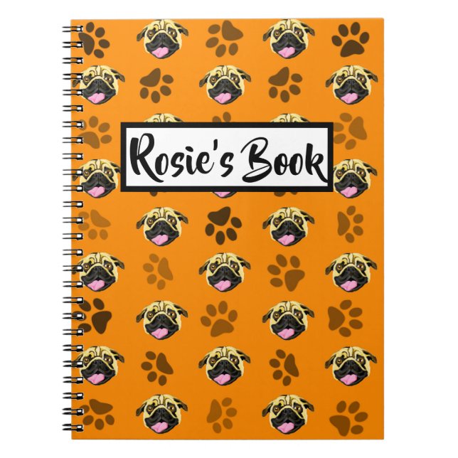 Personalized Orange Pug Note Book (Front)