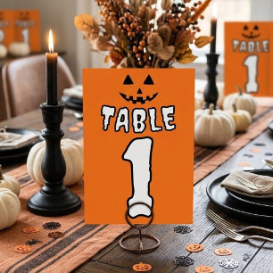 Personalized Orange Pumpkin Halloween Party Table Number