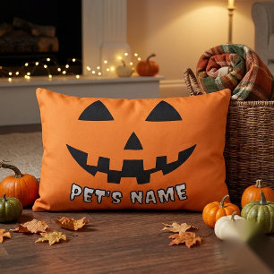 Personalized Orange Pumpkin Halloween Pet's Name Pet Bed