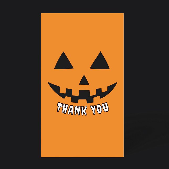 Personalized Orange Pumpkin Halloween Thank You Card (Creator Uploaded)