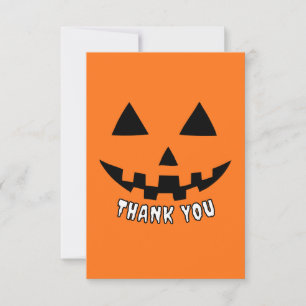 Personalized Orange Pumpkin Halloween Thank You Card
