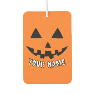 Personalized Orange Pumpkin Halloween Your Name Air Freshener