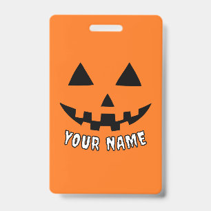 Personalized Orange Pumpkin Halloween Your Name Badge