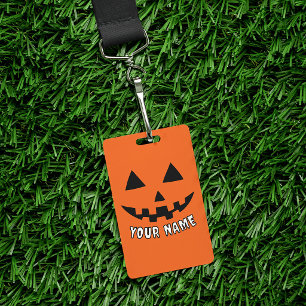 Personalized Orange Pumpkin Halloween Your Name Badge