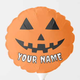 Personalized Orange Pumpkin Halloween Your Name Balloon