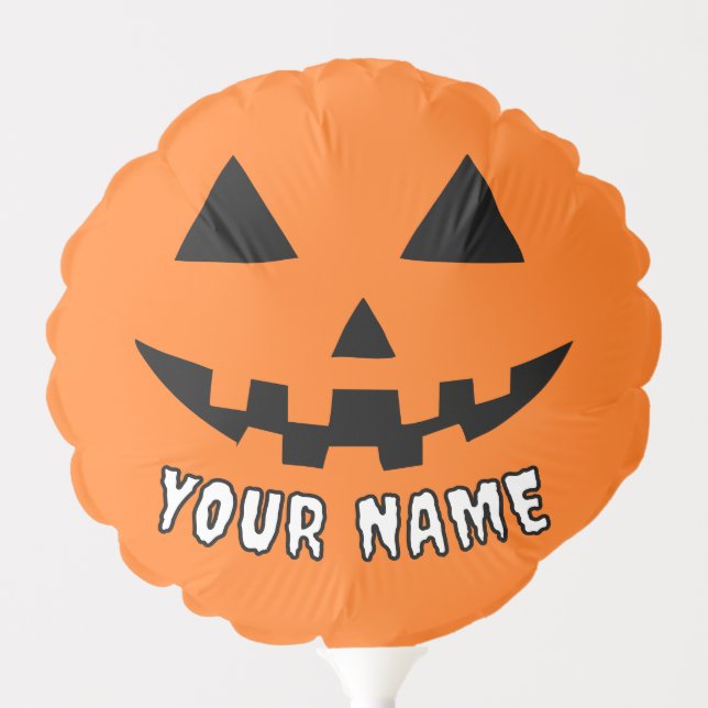 Personalized Orange Pumpkin Halloween Your Name Balloon (Front)