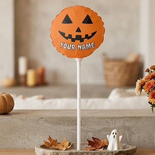 Personalized Orange Pumpkin Halloween Your Name Balloon