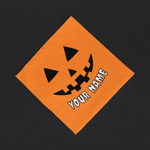 Personalized Orange Pumpkin Halloween Your Name Bandana