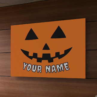 Personalized Orange Pumpkin Halloween Your Name Banner