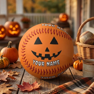 Personalized Orange Pumpkin Halloween Your Name Baseball