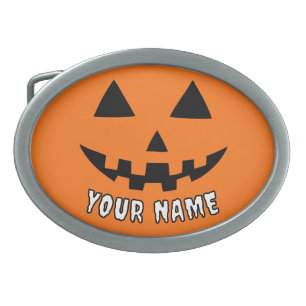 Personalized Orange Pumpkin Halloween Your Name Belt Buckle