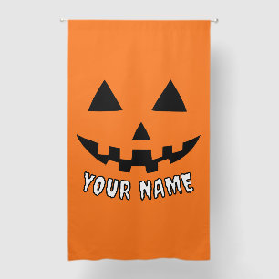 Personalized Orange Pumpkin Halloween Your Name Blackout Curtains