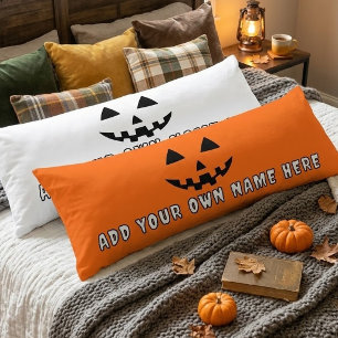 Personalized Orange Pumpkin Halloween Your Name Body Pillow