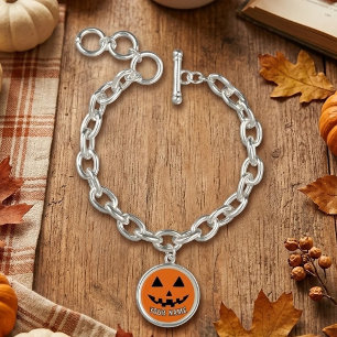Personalized Orange Pumpkin Halloween Your Name Bracelet