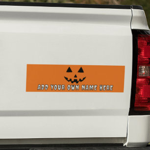 Personalized Orange Pumpkin Halloween Your Name Bumper Sticker