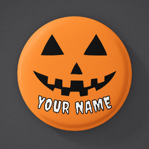 Personalized Orange Pumpkin Halloween Your Name Button