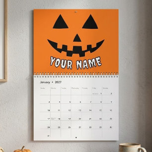 Personalized Orange Pumpkin Halloween Your Name Calendar