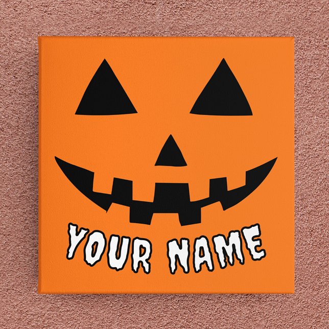 Personalized Orange Pumpkin Halloween Your Name Canvas Print (Creator Uploaded)