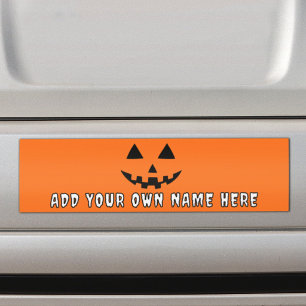Personalized Orange Pumpkin Halloween Your Name Car Magnet