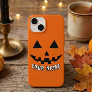 Personalized Orange Pumpkin Halloween Your Name Case-Mate iPhone 14 Case