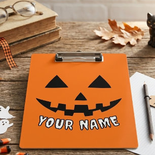Personalized Orange Pumpkin Halloween Your Name Clipboard