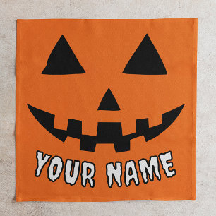 Personalized Orange Pumpkin Halloween Your Name Cloth Napkin