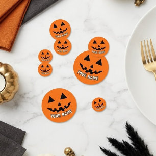 Personalized Orange Pumpkin Halloween Your Name Confetti