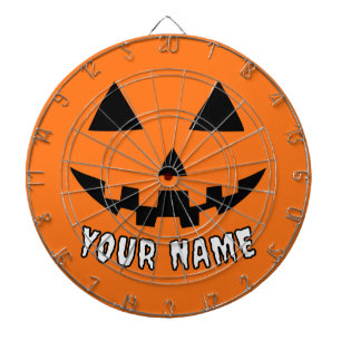 Personalized Orange Pumpkin Halloween Your Name Dart Board