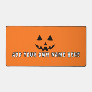 Personalized Orange Pumpkin Halloween Your Name Desk Mat