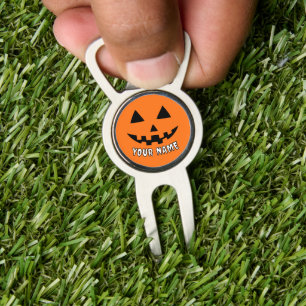 Personalized Orange Pumpkin Halloween Your Name Divot Tool