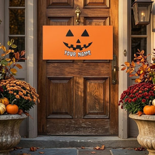 Personalized Orange Pumpkin Halloween Your Name Door Sign