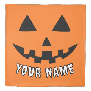Personalized Orange Pumpkin Halloween Your Name Duvet Cover
