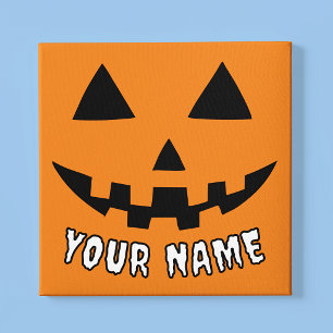 Personalized Orange Pumpkin Halloween Your Name Faux Canvas Print