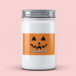 Personalized Orange Pumpkin Halloween Your Name Food Label