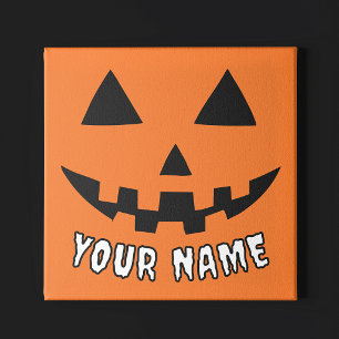 Personalized Orange Pumpkin Halloween Your Name Gallery Wrap