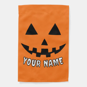 Personalized Orange Pumpkin Halloween Your Name Garden Flag