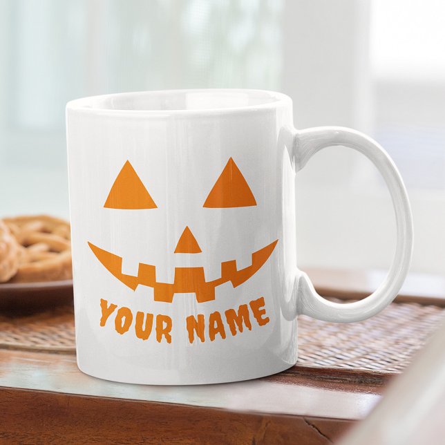 Personalized Orange Pumpkin Halloween Your Name Giant Coffee Mug (Creator Uploaded)