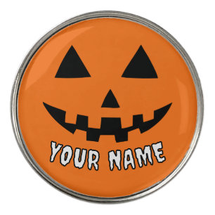 Personalized Orange Pumpkin Halloween Your Name Golf Ball Marker