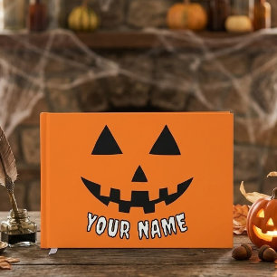 Personalized Orange Pumpkin Halloween Your Name Guest Book
