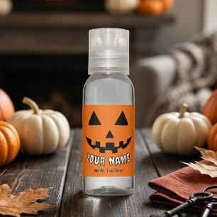 Personalized Orange Pumpkin Halloween Your Name Hand Sanitizer