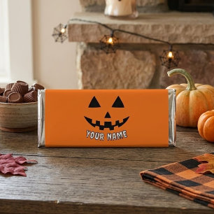 Personalized Orange Pumpkin Halloween Your Name Hershey Bar Favors
