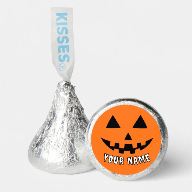 Personalized Orange Pumpkin Halloween Your Name Hershey®'s Kisses® (Front)